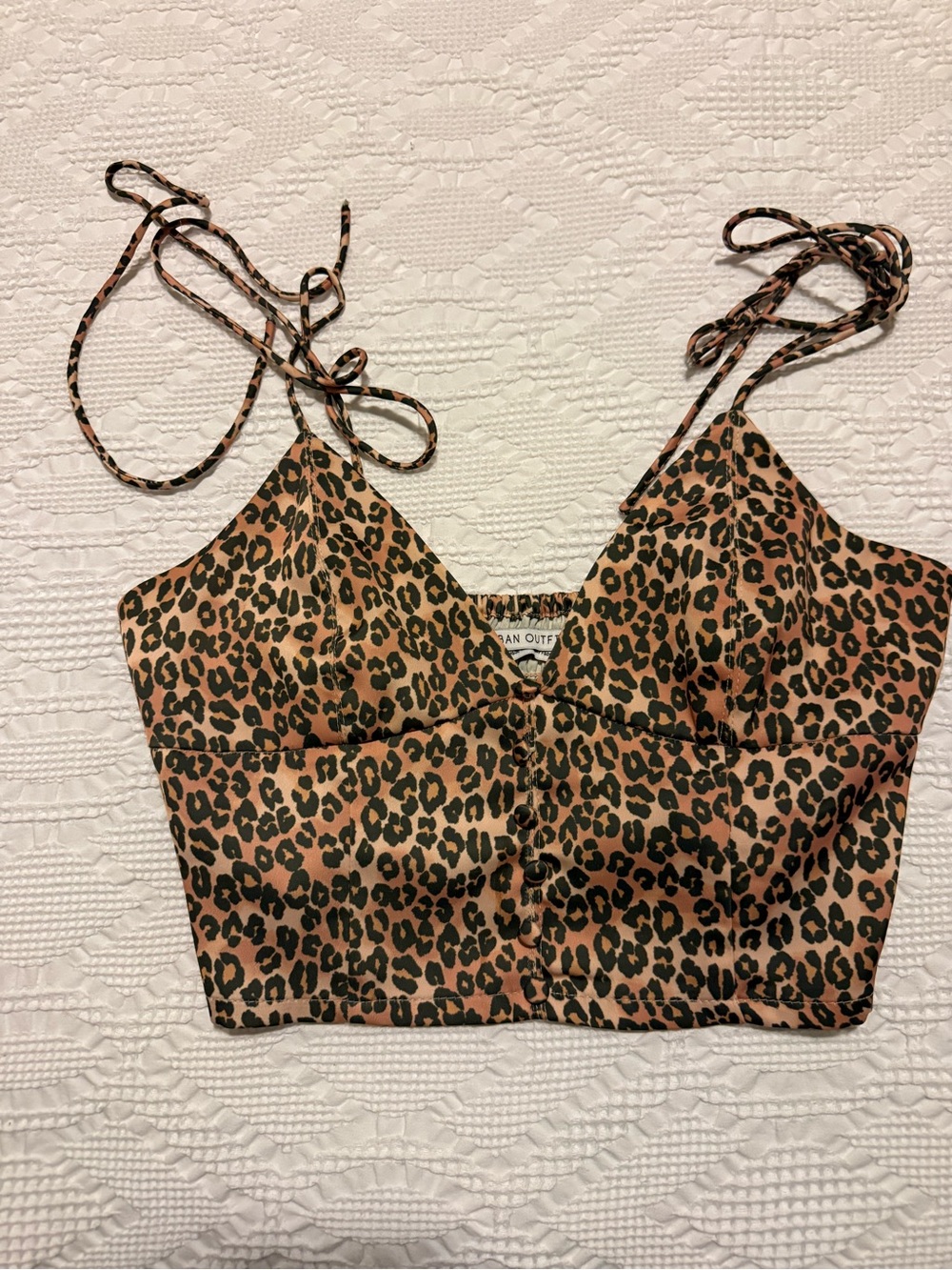 Urban Outfitters Leopard Print Tie-Strap Cami Top - Tan & Black